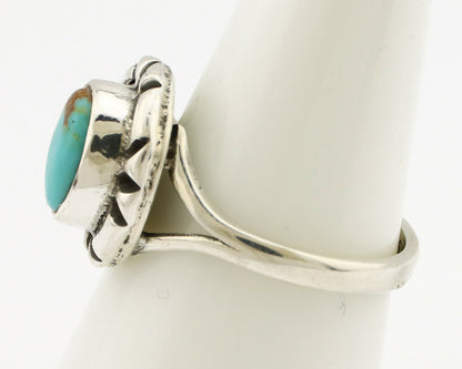 Navajo Ring .925 Silver Kingman Turquoise Artist Signed Gecko C.90's