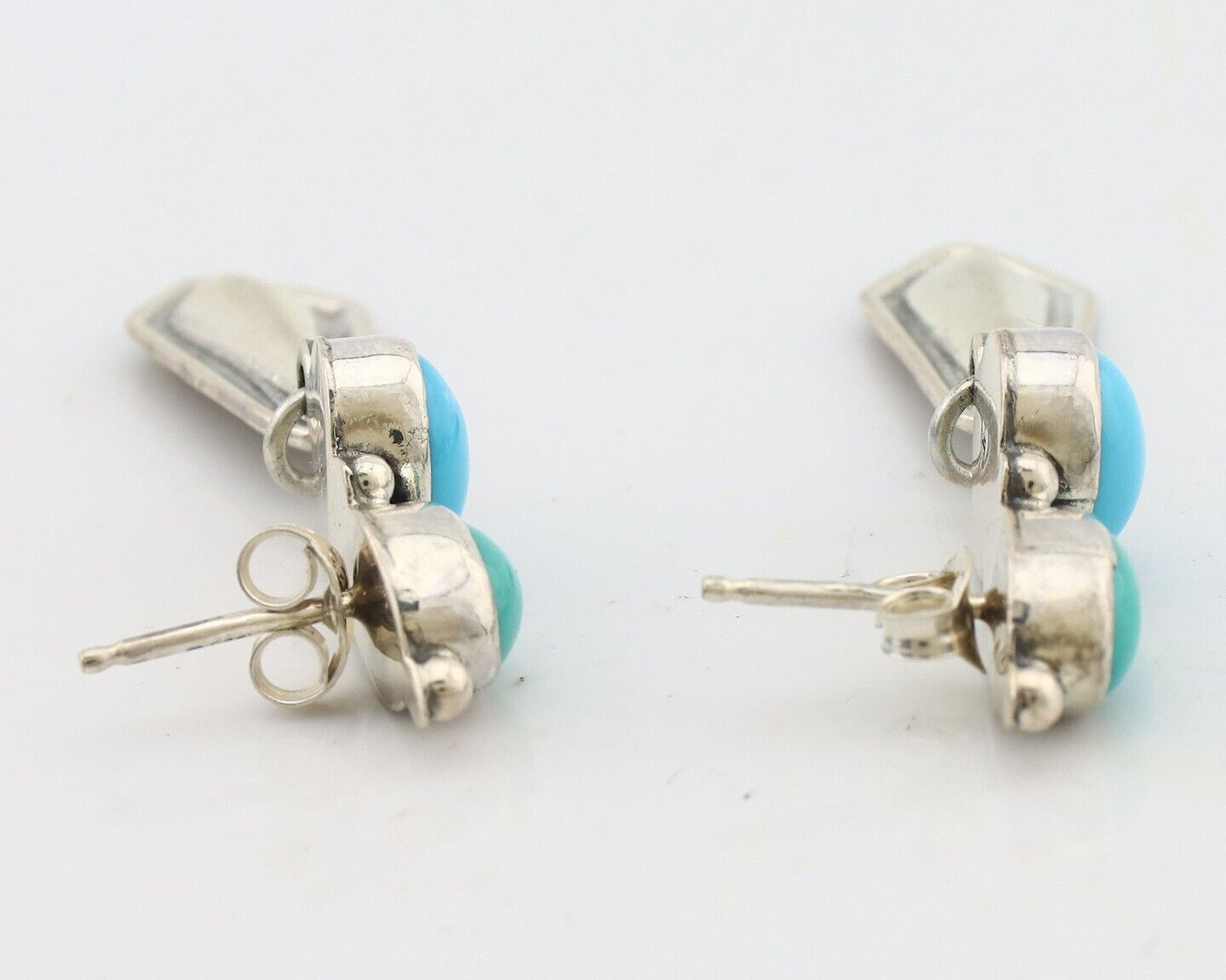 Navajo Earrings 925 Silver Natural Blue Turquoise Native American Earrings C80's