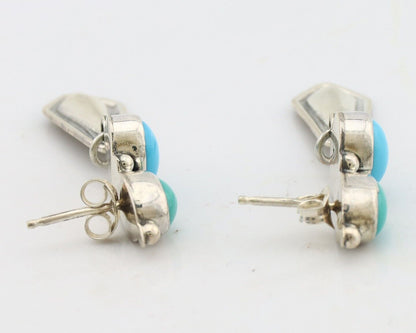Navajo Earrings 925 Silver Natural Blue Turquoise Native American Earrings C80's