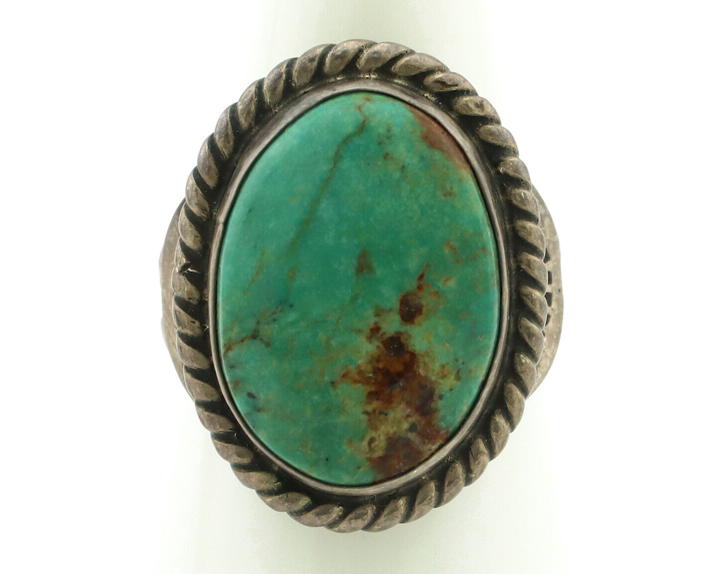 Navajo Ring 925 Silver Turq Mtn Turquoise Native American Signed C.80's