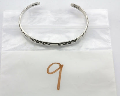 Navajo Bracelet .925 Silver Hand Stamped Arrow Head Artist I Montoya C.80's