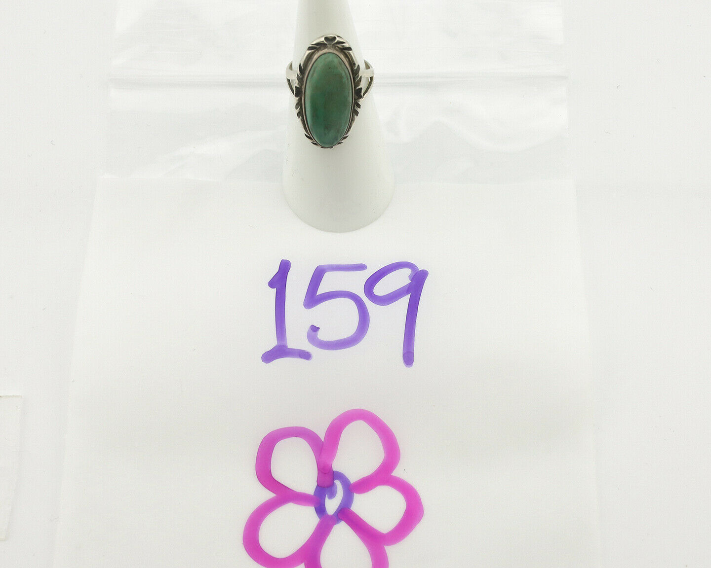 Navajo Ring .925 Silver Natural Turquoise Artist Signed Native American C.80's