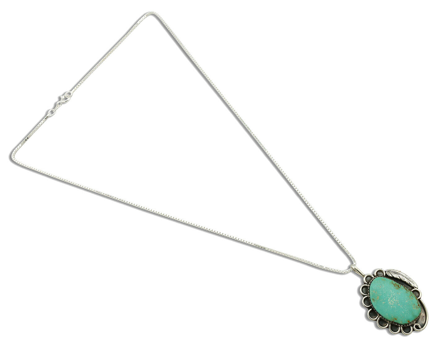 Navajo Necklace .925 Silver Kingman Turquoise Native Artist C.1980's