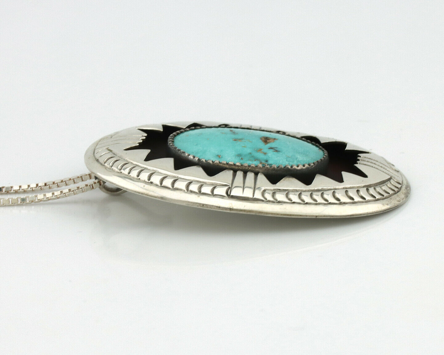 Navajo Pendant .925 Silver Blue Turquoise Native American C.80's