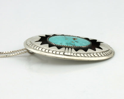 Navajo Pendant .925 Silver Blue Turquoise Native American C.80's