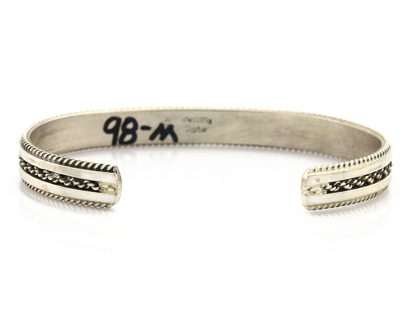 Navajo Bracelet .925 Silver Handmade Cuff Artist Signed TAHE C.80's