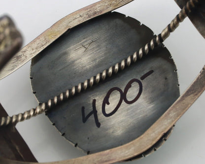 Navajo Bracelet 925 Silver Natural Blue Spiderweb Turquoise Signed Tom Willeto