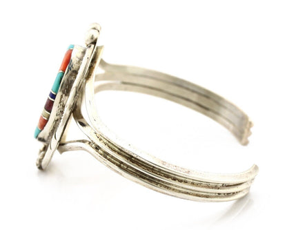 Navajo Cuff Bracelet 925 Silver Natural Gemstone Artist Signed V & N EDSITTY C80