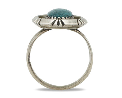Navajo Ring 925 Silver Blue Mine 8 Turquoise Native American Artist C.80's