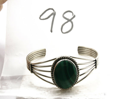 Women's Navajo Bracelet .925 Silver Natural Mined Malachite Native American C90s