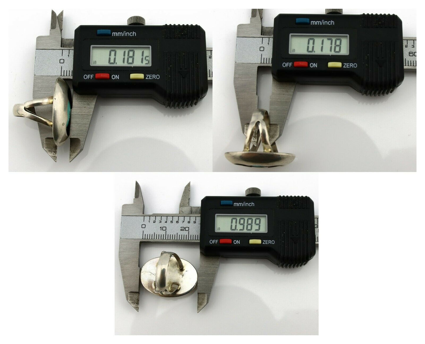 Navajo Shadow Box Ring .925 Silver Blue Turquoise Native American Artist C80s