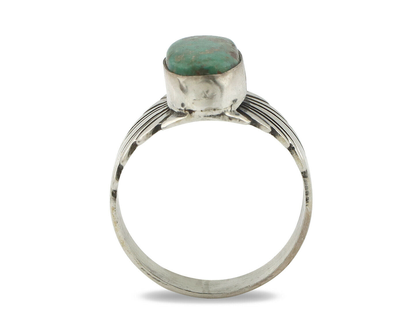 Navajo Ring .925 Silver Blue Green Arizona Turquoise Artist Signed Apache C.80's