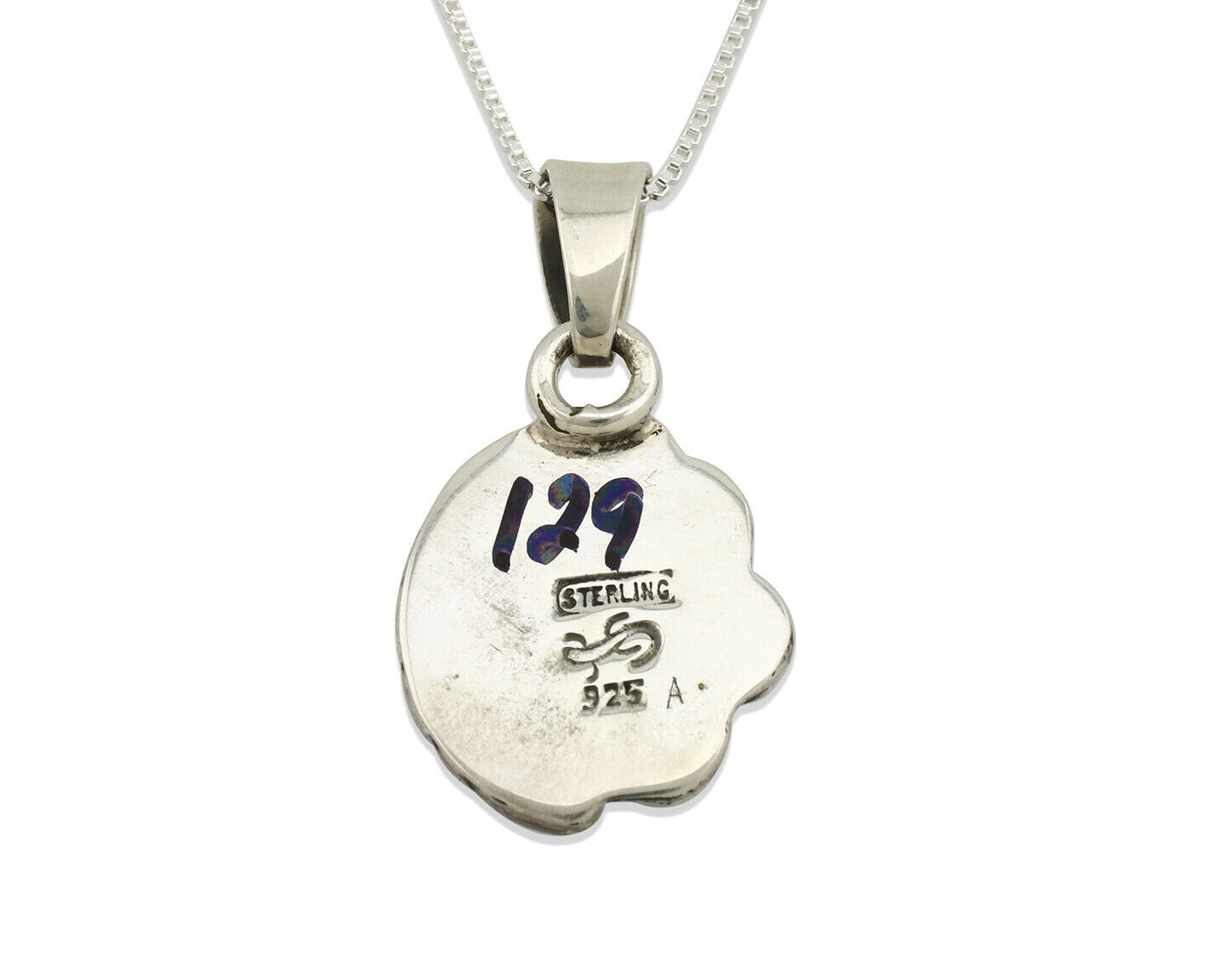 Navajo Pendant .925 Silver Kingman Turquoise Artist Signed Gecko C.80's