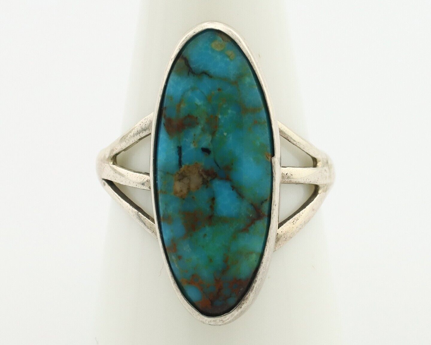 Navajo Ring .925 Silver Blue Gem Turquoise Native American Artist C.80's