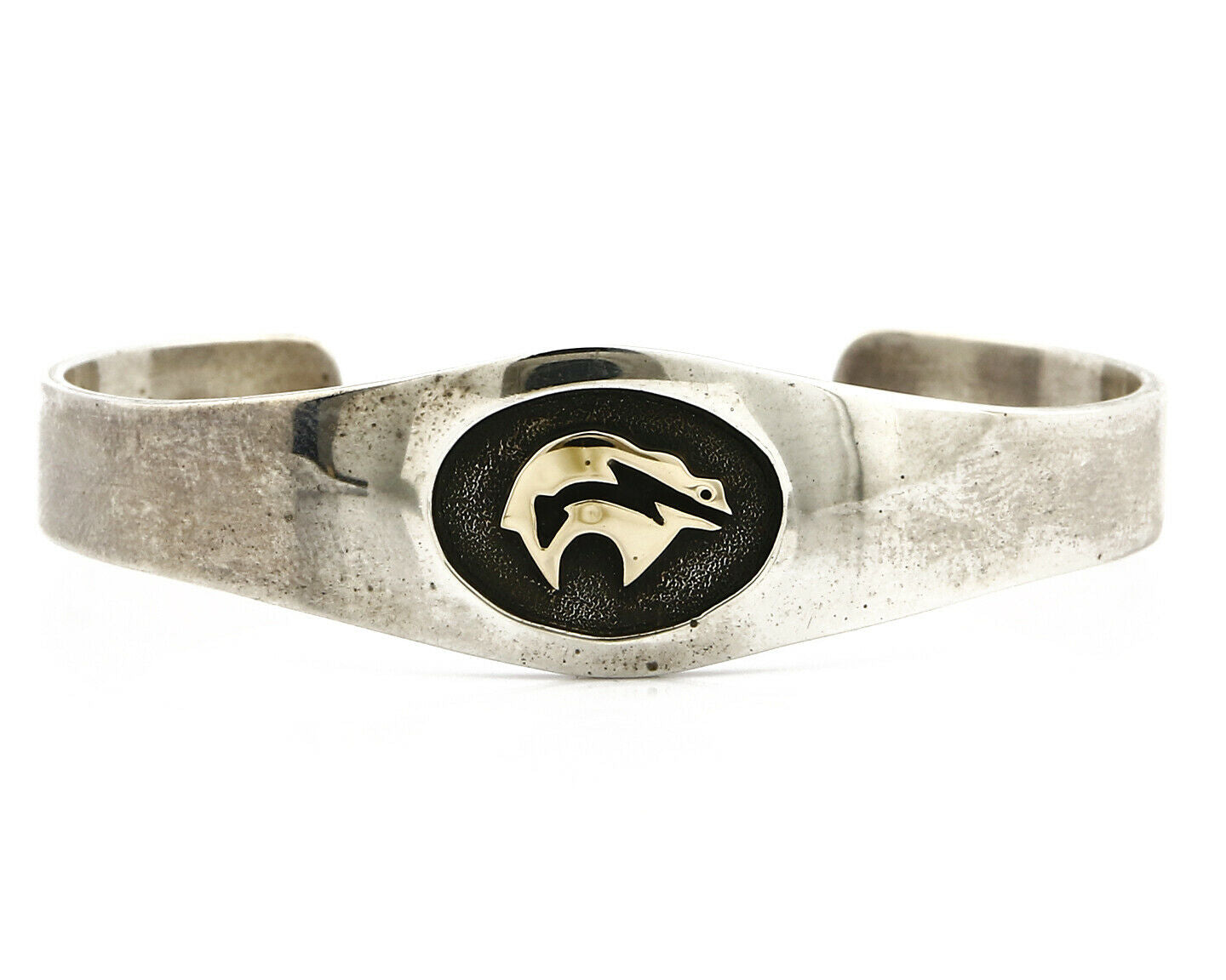 Navajo Bracelet .925 Silver & 14k Solid Gold MM Rogers and CG Cuff C.80's