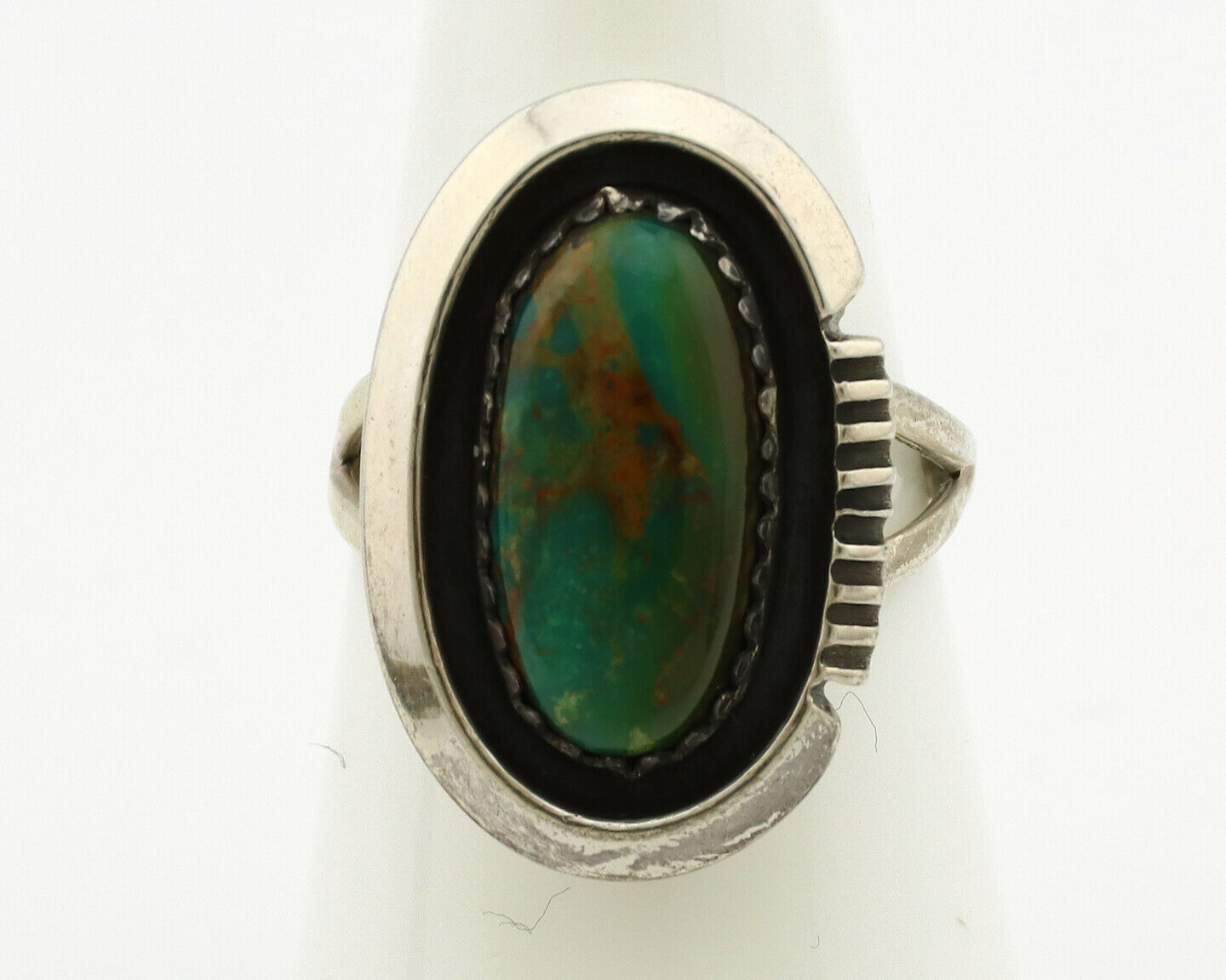 Navajo Ring .925 Silver Kingman Turquoise Native American Artist C.1980's