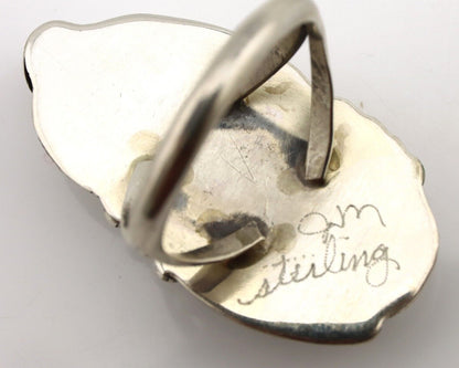 Navajo Ring 925 Silver Sleeping Beauty Turquoise Signed Justin Morris C.80's