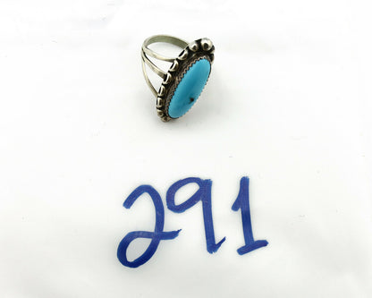 Navajo Ring .925 Silver Natural Blue Turquoise Artist Signed SC C.80's