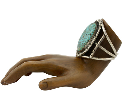 Navajo Bracelet .925 Silver Blue Diamond Turquoise Native American Artist C.80's