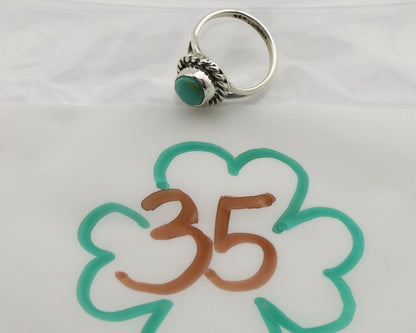 Navajo Ring .925 Silver Kingman Turquoise Artist Signed Gecko C.90's