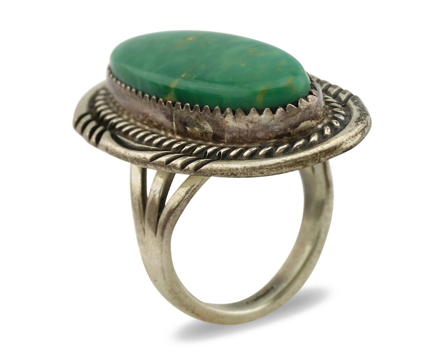 Navajo Ring .925 Silver Nevada Turquoise Artist Signed M Begay C.1980's