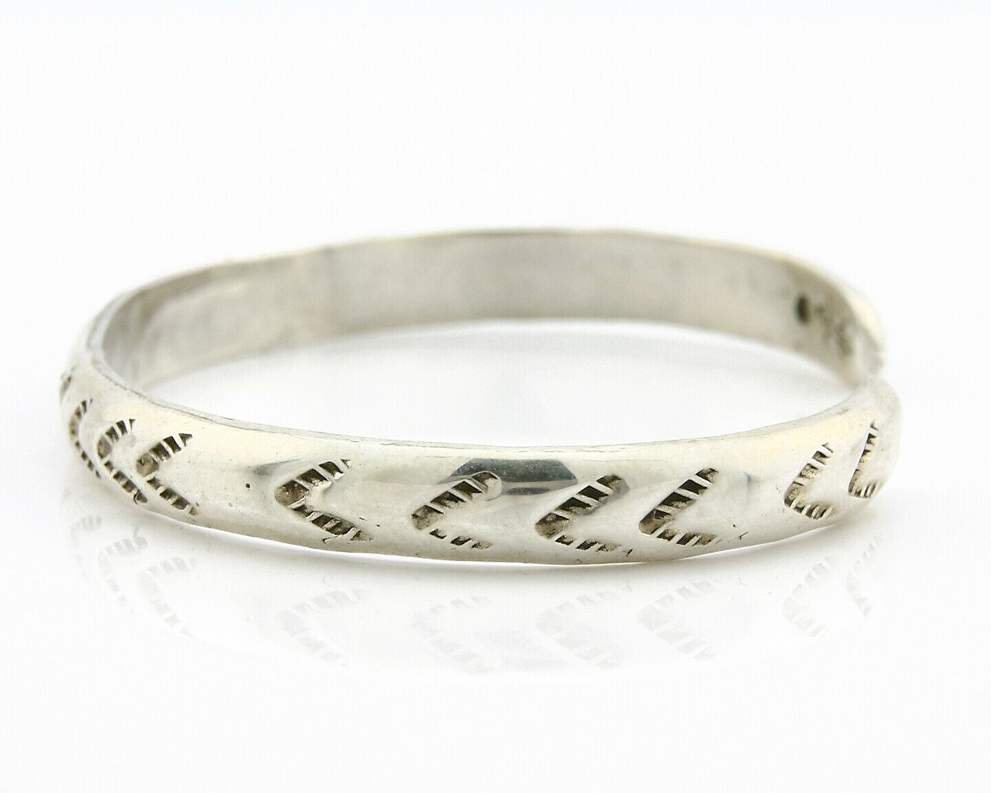 Navajo Bracelet .925 Silver Hand Stamped Artist Signed Montoya C.80's