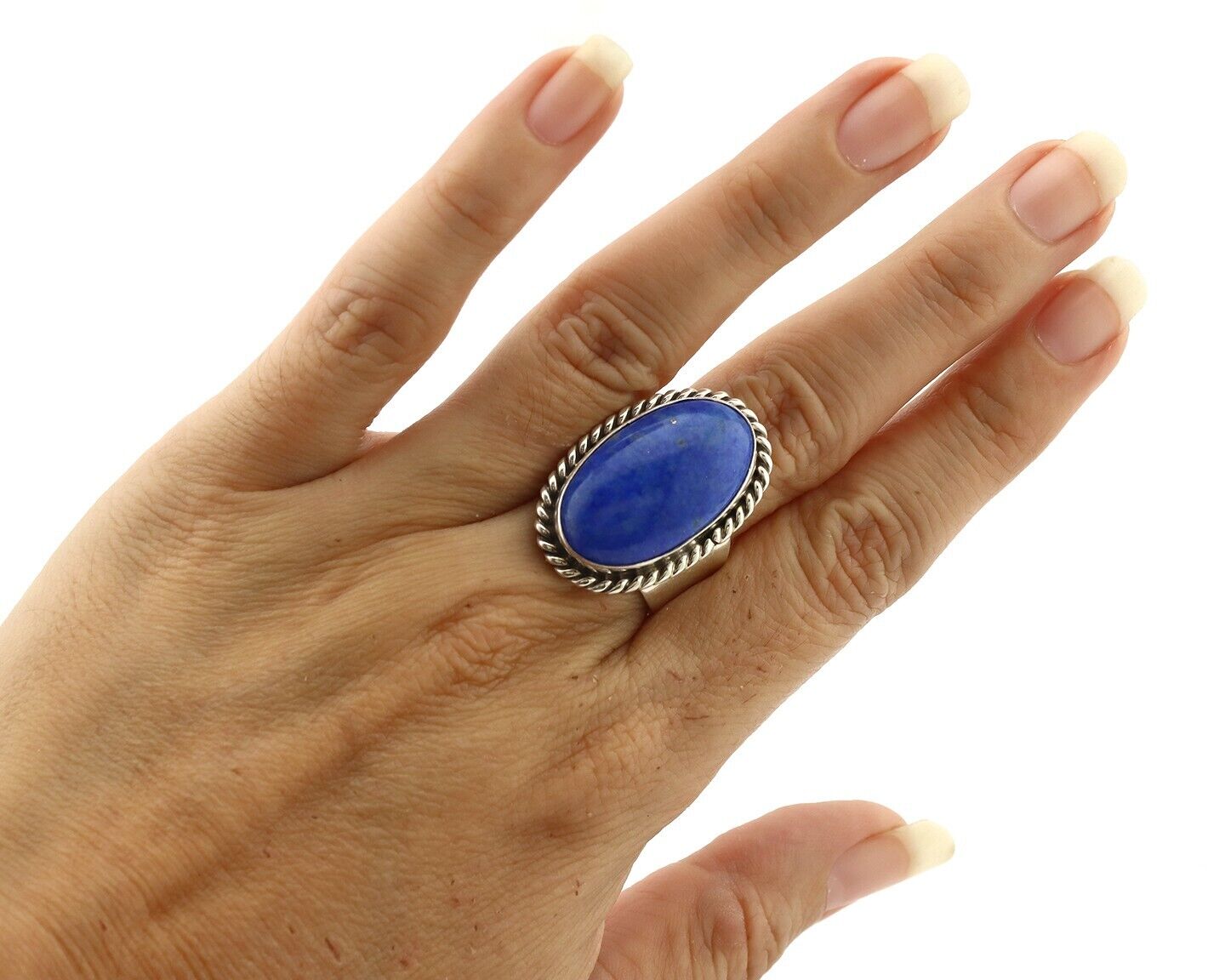 Navajo Ring 925 Silver Natural Lapis Artist Signed Wilbur Musket Jr C.80's