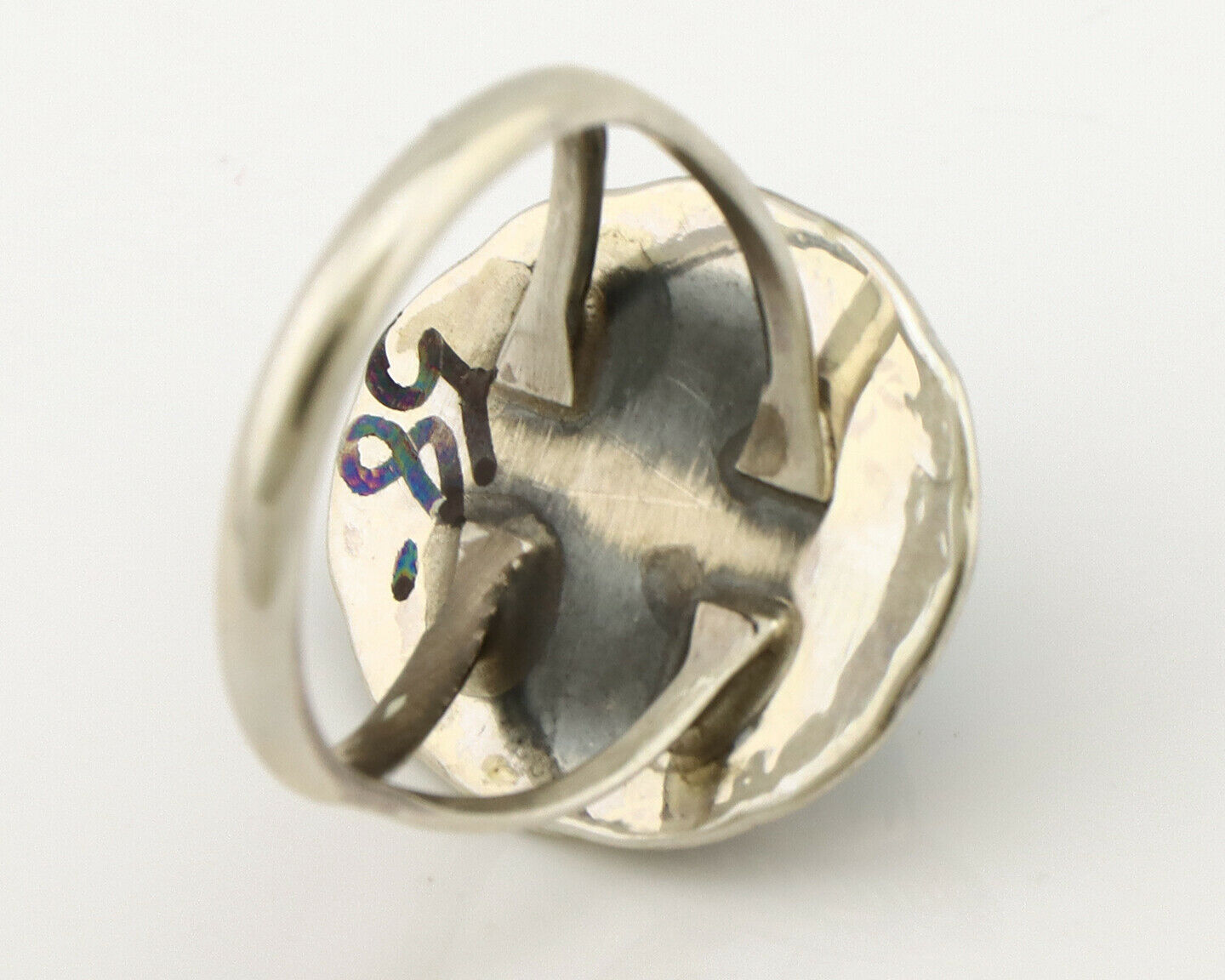 Navajo Ring .925 Silver Kingman Turquoise Native American Artist C.1980's