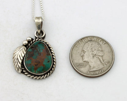 Navajo Necklace 925 Silver Damele Turquoise Native American Artist Signed C.80's