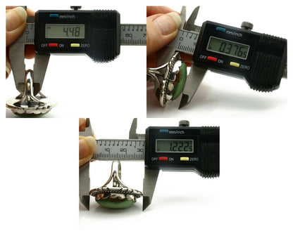 Navajo Ring .925 Silver Natural Uncolored Green Turquoise Signed Apache C.80's