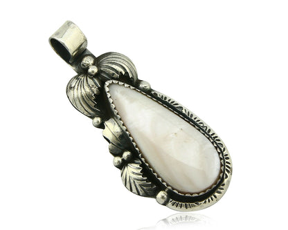 Navajo Pendant .925 Silver Real Natural Pink Mussel Signed Yazzie C.80's