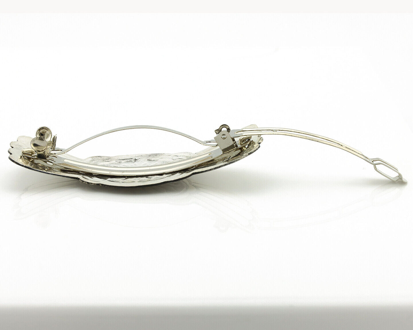 Navajo Hair Clip Barrette .925 Silver Hand Stamped Artist Signed Harold Tom C80s