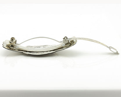 Navajo Hair Clip Barrette .925 Silver Hand Stamped Artist Signed Harold Tom C80s