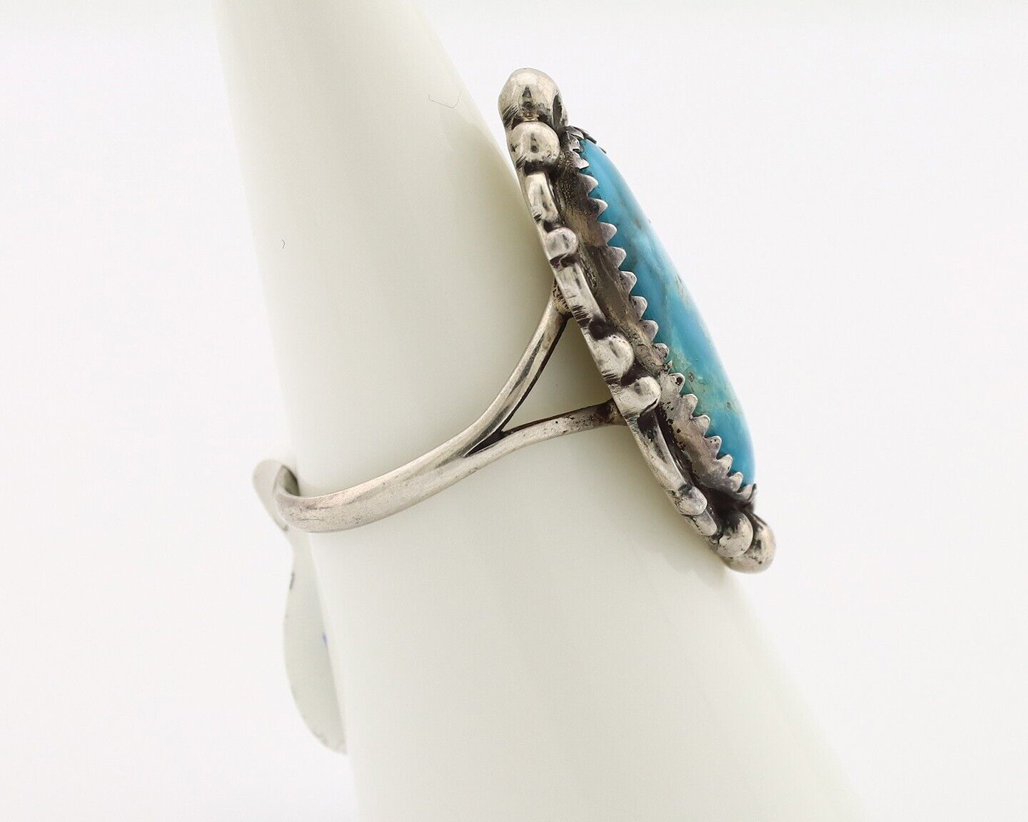 Navajo Ring 925 Silver Blue Gem Turquoise Artist Signed Billy Eagle C.80's
