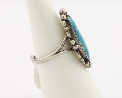 Navajo Ring 925 Silver Blue Gem Turquoise Artist Signed Billy Eagle C.80's