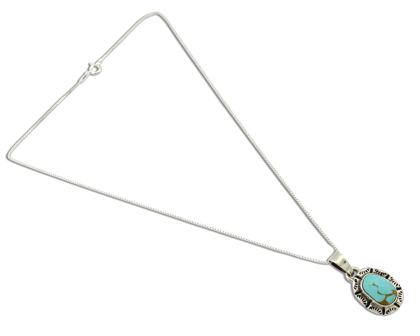Navajo Necklace 925 Silver Kingman Turquoise Artist Signed Gecko C.80's