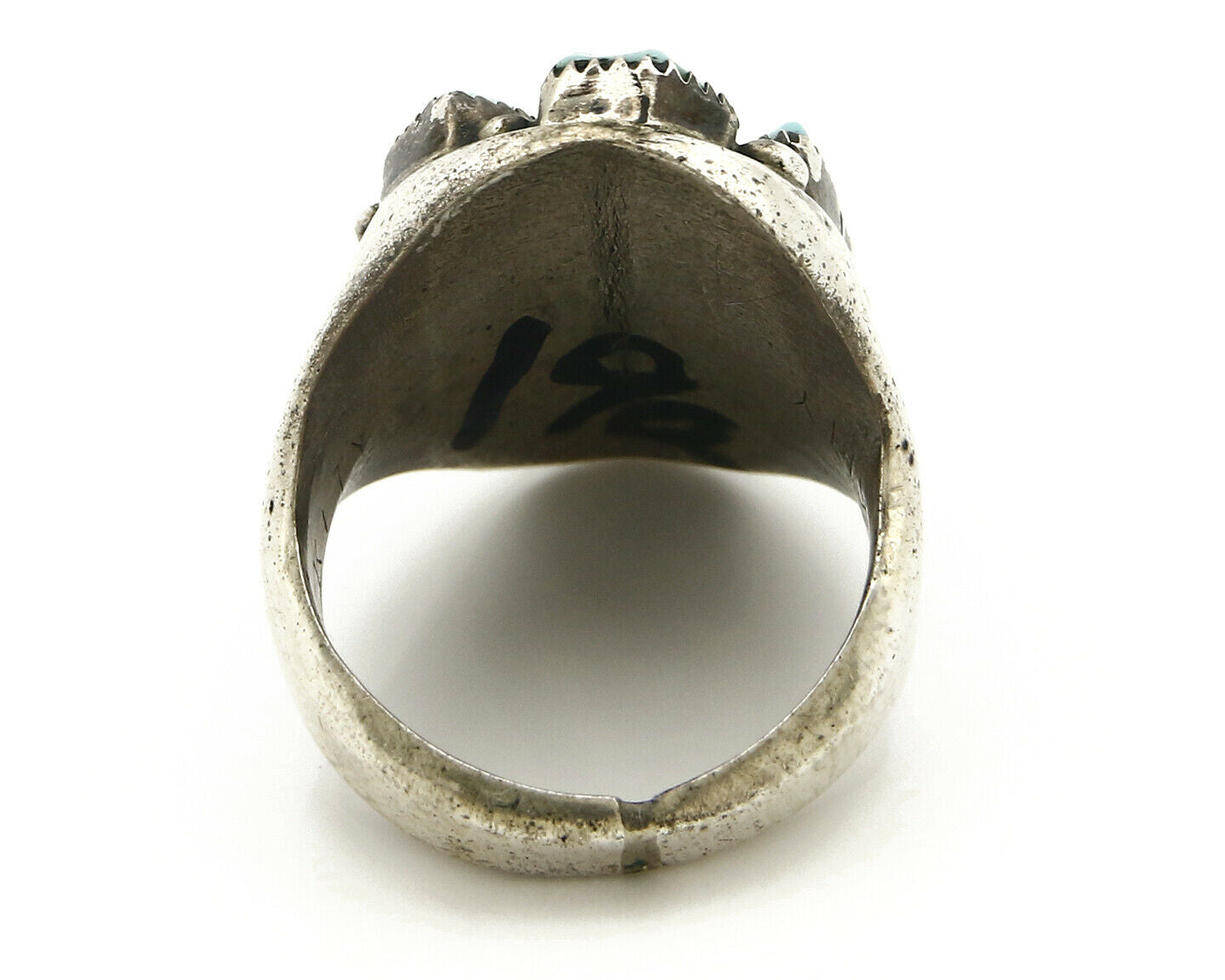 ZUNI Ring .925 SOLID Silver Sleeping Beauty Turquoise LEEKITY C.1980's