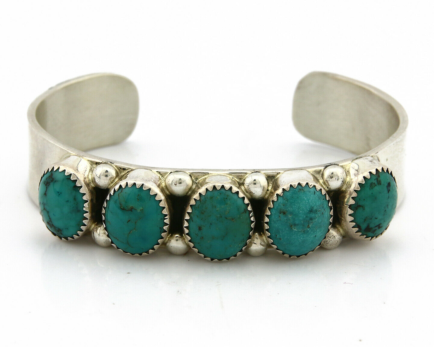 Navajo Bracelet .925 Silver Natural Turquoise Signed C Jones C.80's