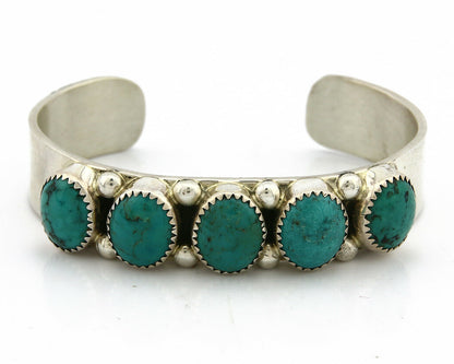 Navajo Bracelet .925 Silver Natural Turquoise Signed C Jones C.80's