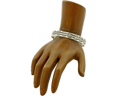 Small Women's Navajo Bracelet .925 Silver Handmade Cuff Signed Montoya C.1980's