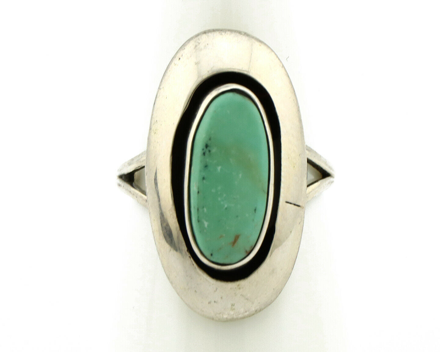 Navajo Shadow Box Ring .925 Silver Blue Turquoise Signed M Montoya C80s