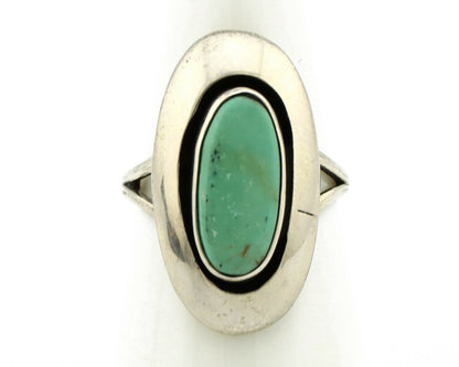 Navajo Shadow Box Ring .925 Silver Blue Turquoise Signed M Montoya C80s