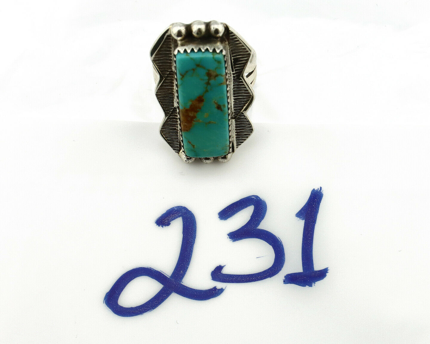 Navajo Ring .925 Silver Natural Aqua Turquoise Artist Signed S C.80's