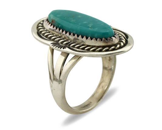 Navajo Ring 925 Silver Turquoise Mountain Artist Signed M Begay C.80's