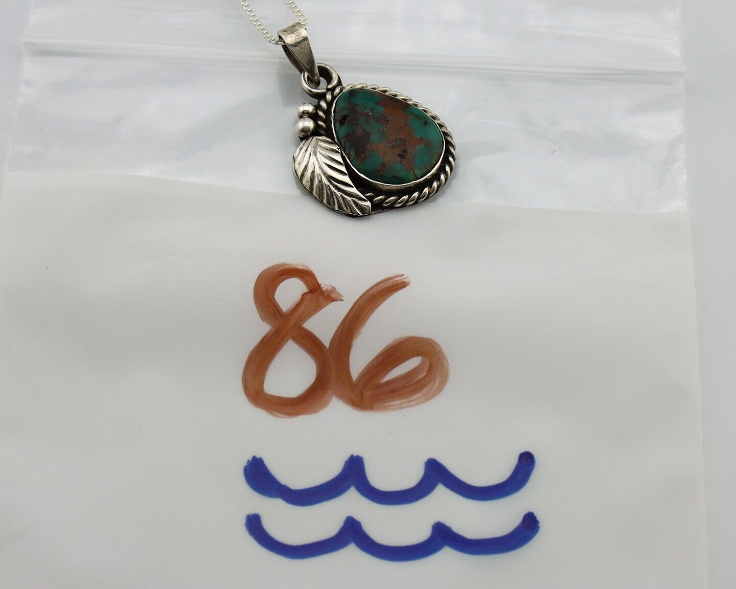 Navajo Necklace 925 Silver Damele Turquoise Native American Artist Signed C.80's