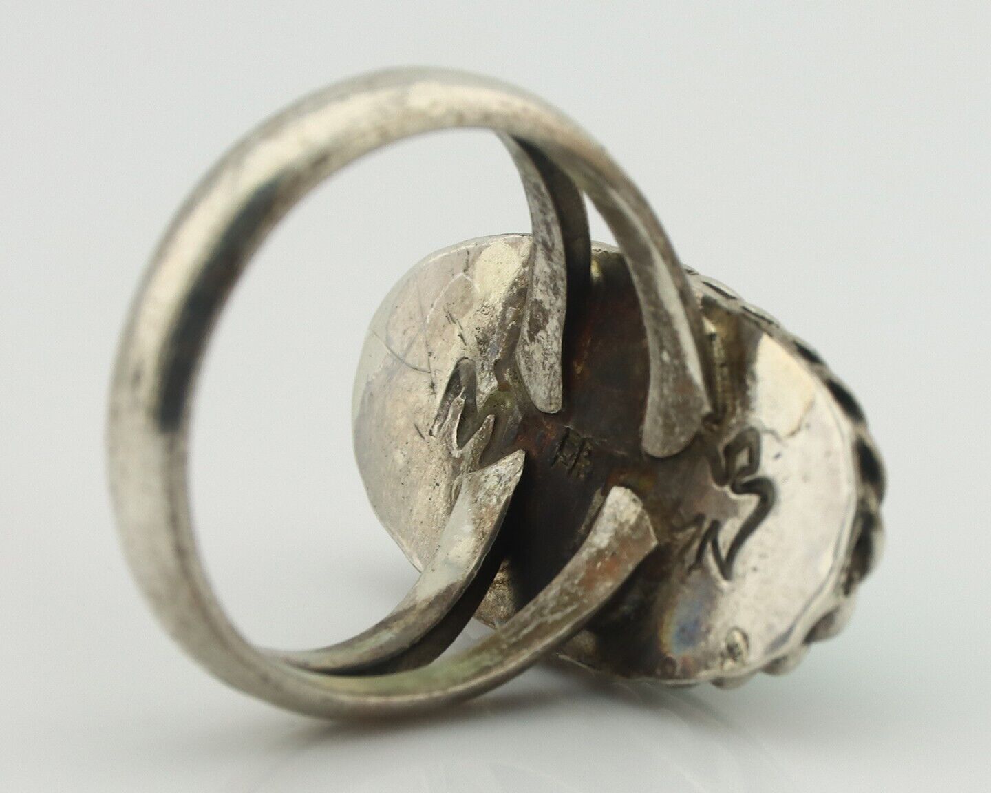 Navajo Ring 925 Silver Natural Blue Kingman Turquoise M Montoya C.80's