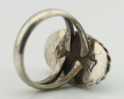 Navajo Ring 925 Silver Natural Blue Kingman Turquoise M Montoya C.80's
