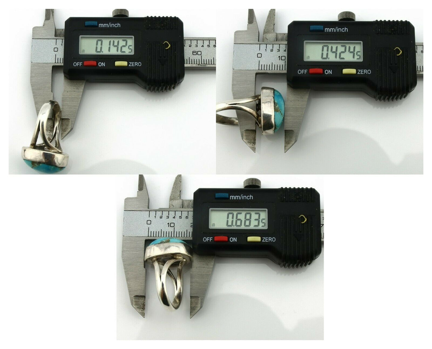 Navajo Ring .925 Silver Natural Blue Turquoise Signed Apache C.80's