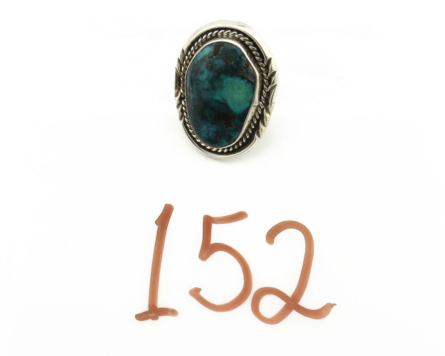Navajo Ring .925 Silver Black & Blue Turquoise Artist Signed D C.80's