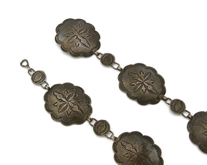 Women's Navajo Concho Belt .925 Silver Hand Stamped Handmade C.1940's